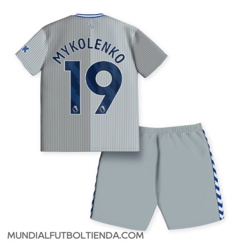 Camiseta Everton Vitaliy Mykolenko #19 Tercera Equipación Replica 2023-24 para niños mangas cortas (+ Pantalones cortos)